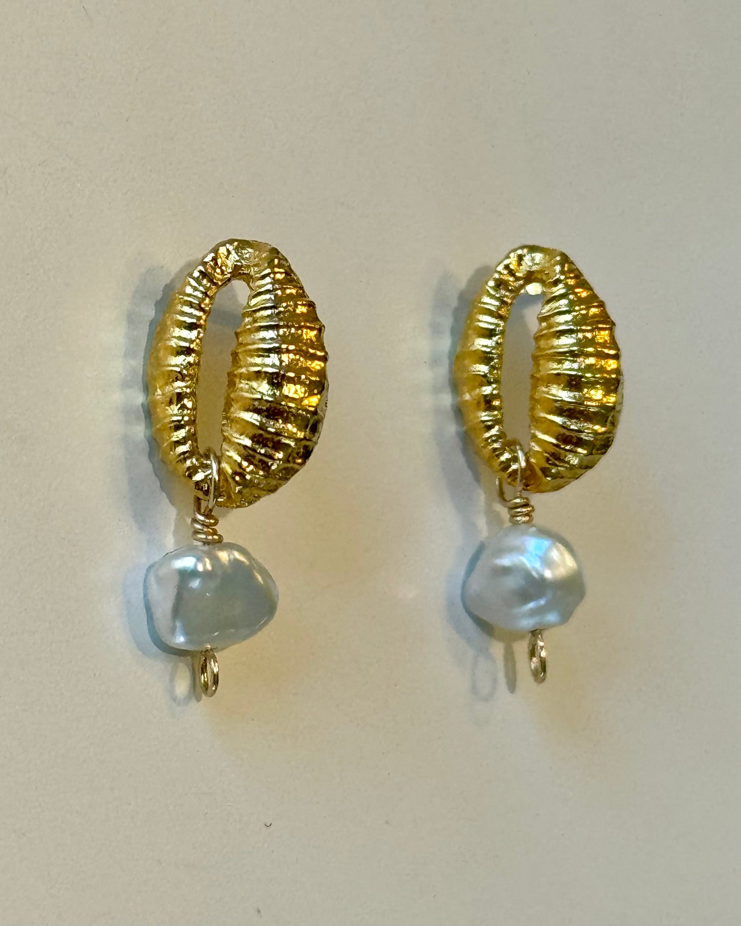 Cowrie Pearl Drop Earrings