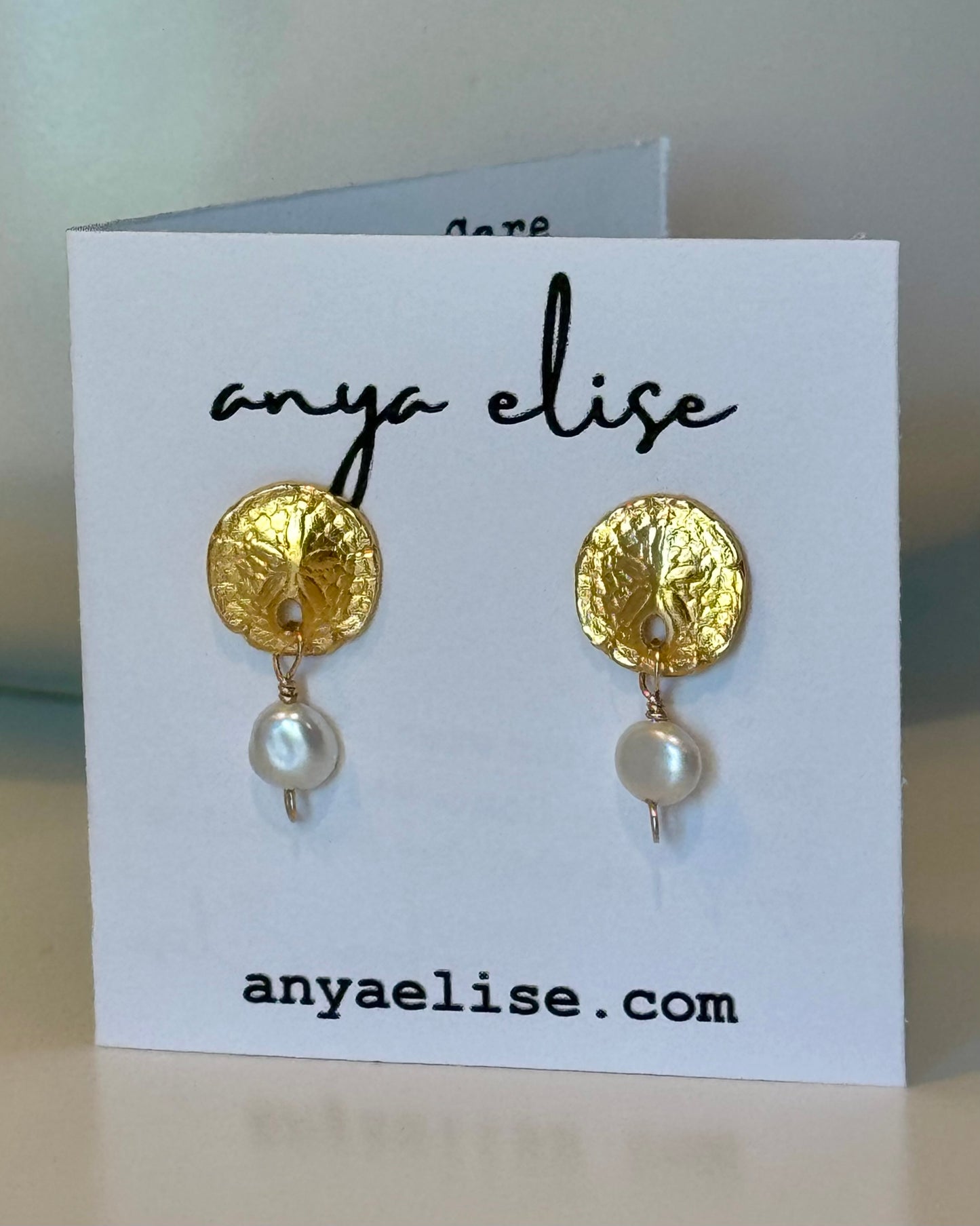 Sand Dollar Pearl Drop Earrings