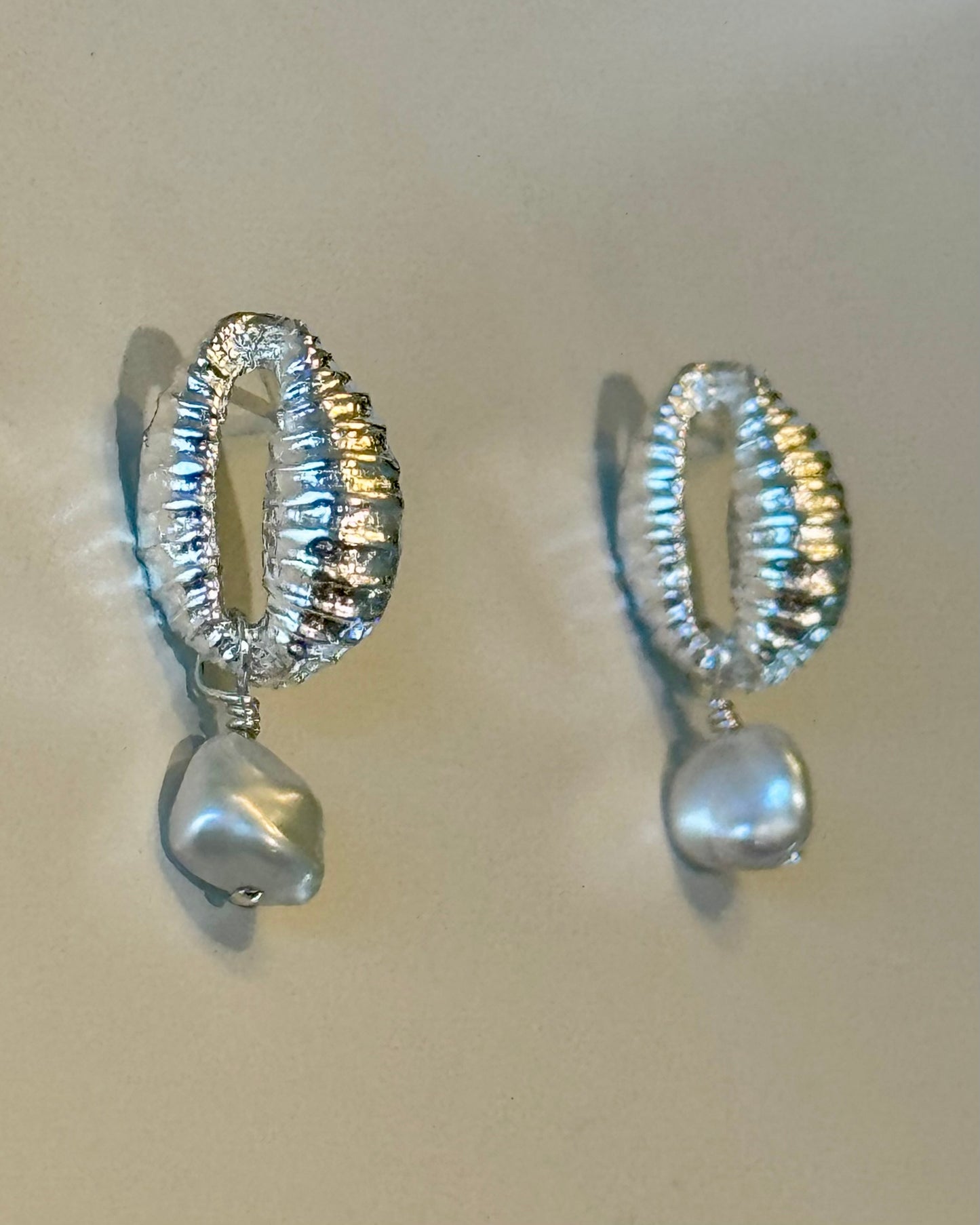 Cowrie Pearl Drop Earrings