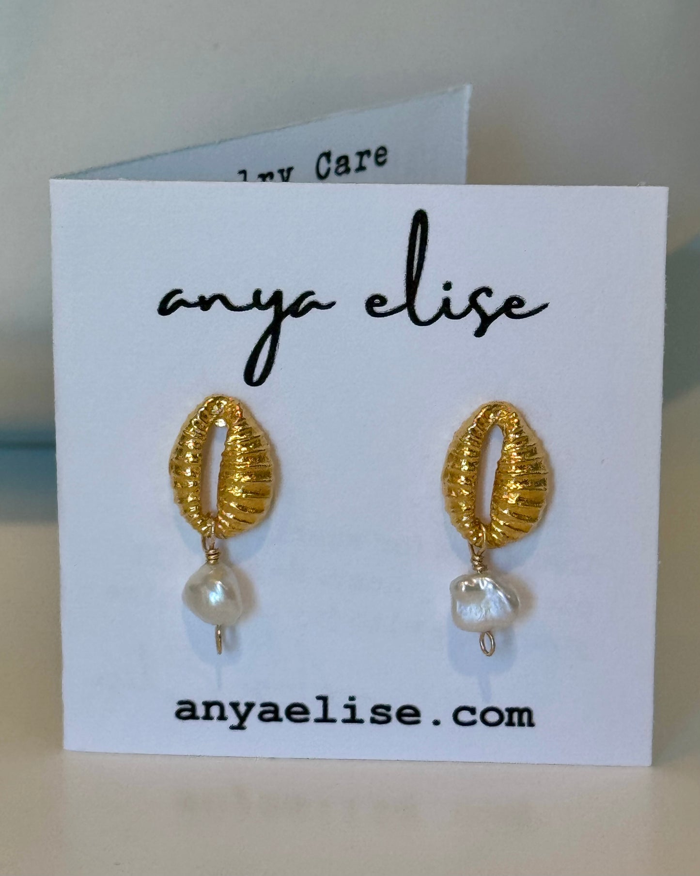 Cowrie Pearl Drop Earrings