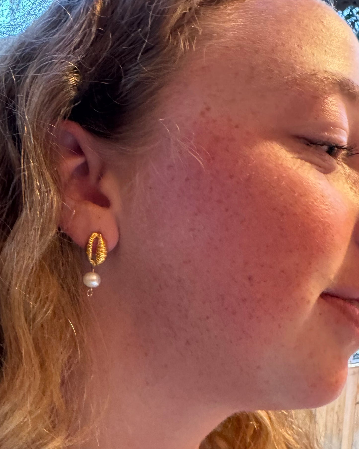 Cowrie Pearl Drop Earrings